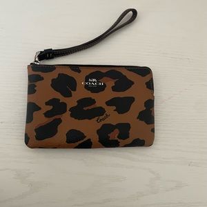 Coach Leopard Print Corner Zip Wristlet